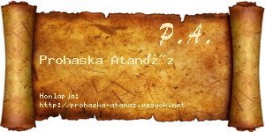 Prohaska Atanáz névjegykártya